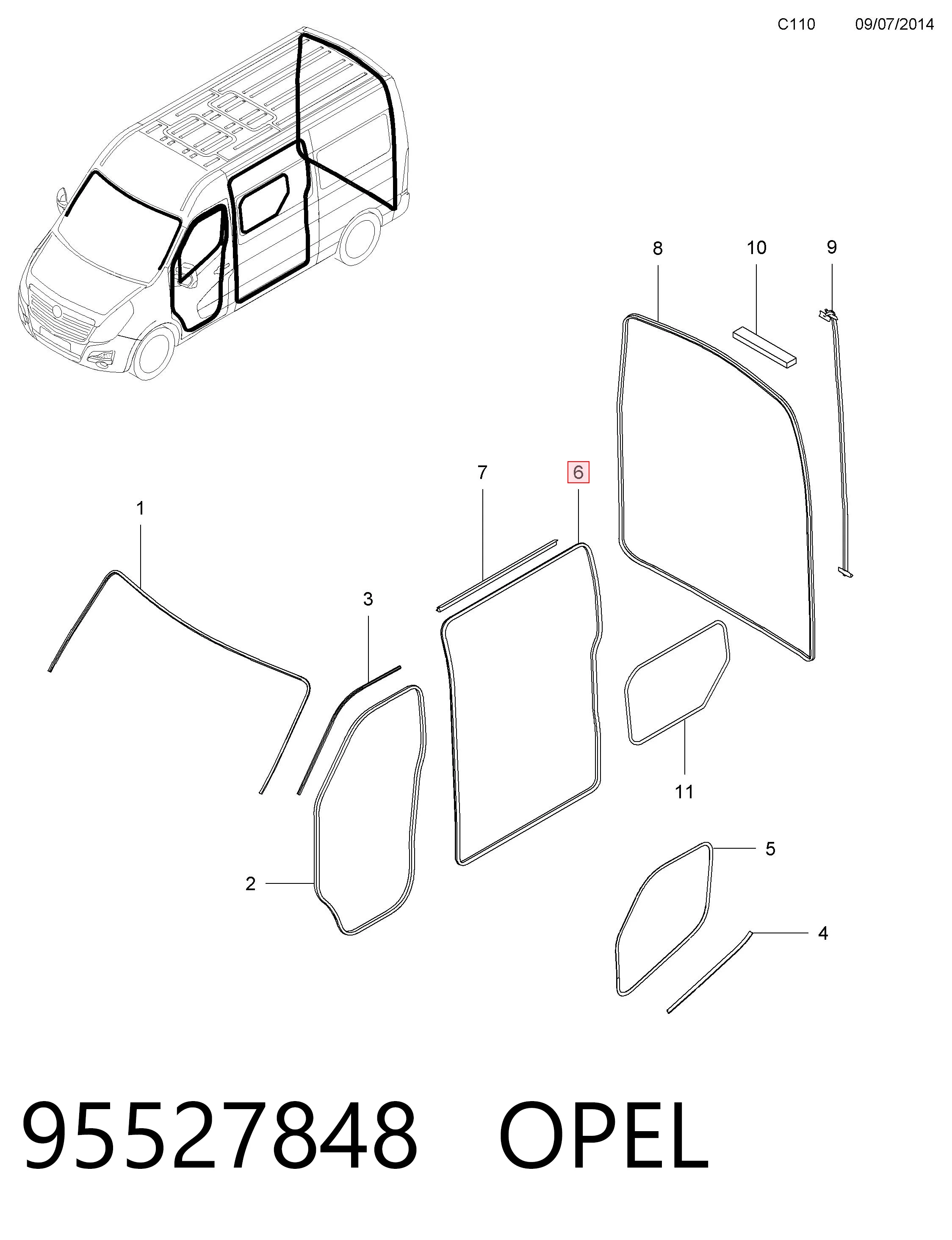 95508367 Peugeot/Citroen Прокладка зсувних дверей