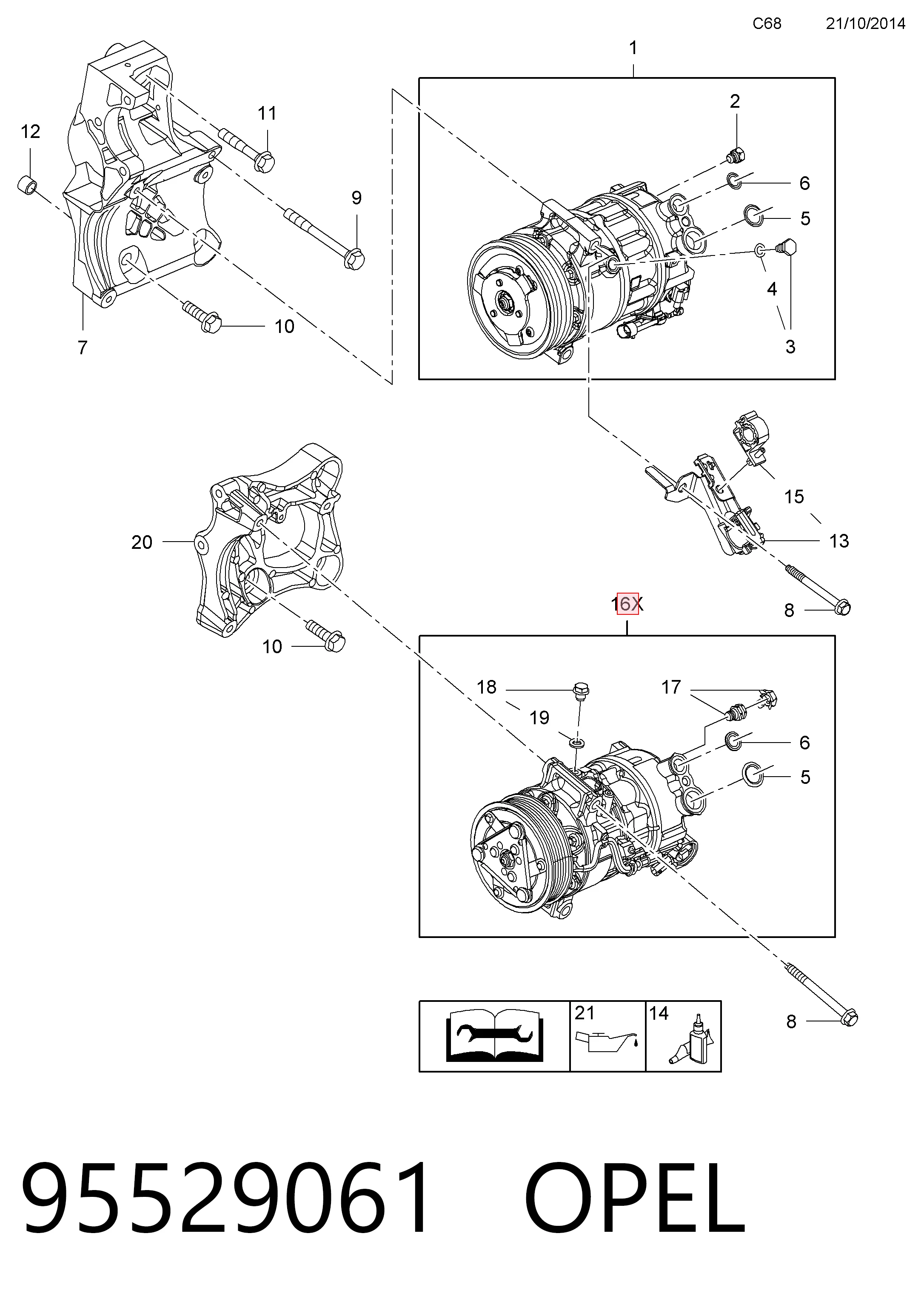 Компресор кондиціонера 95529061 Peugeot/Citroen