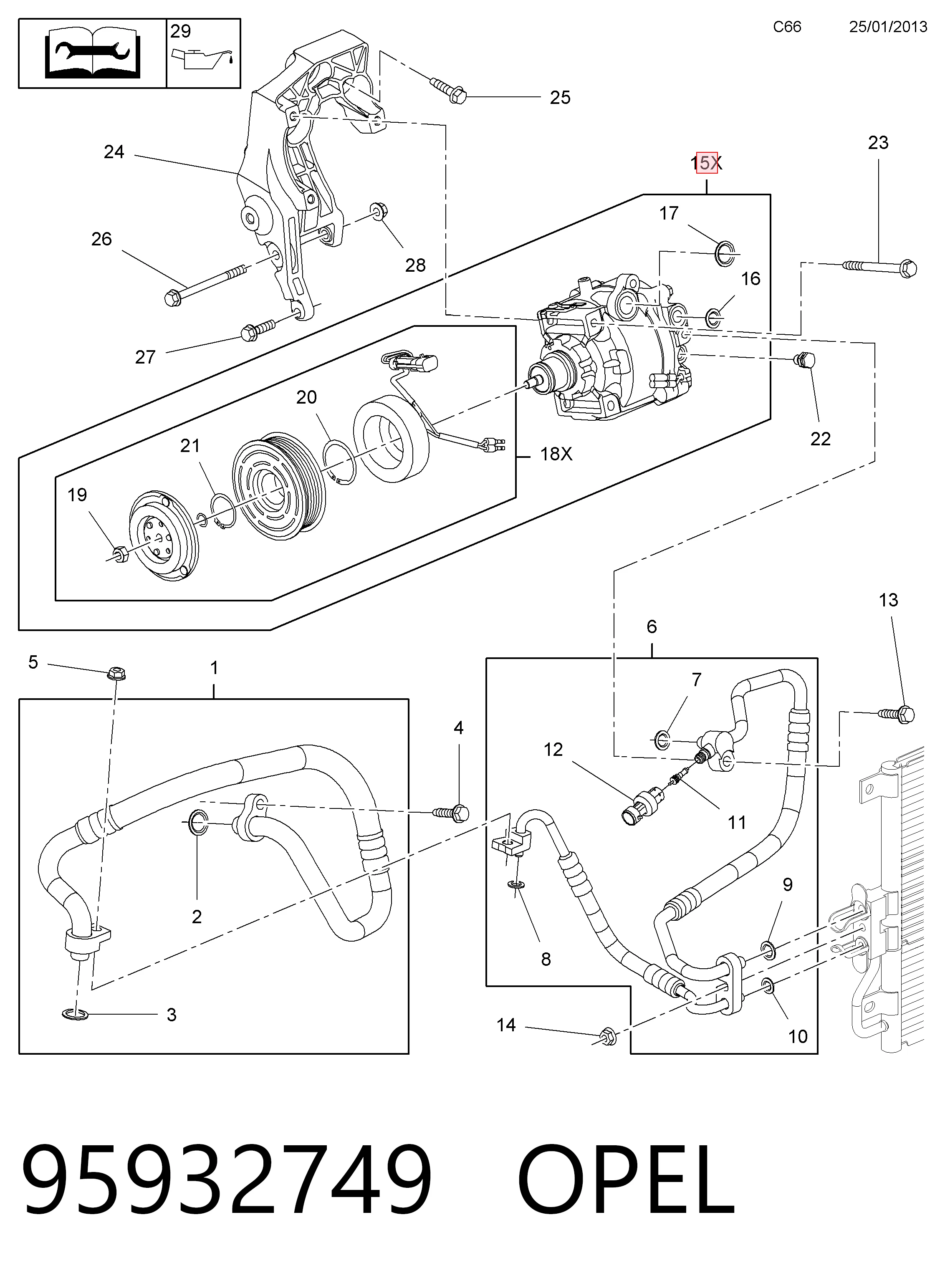 95932749 Opel Компресор холодоагенту