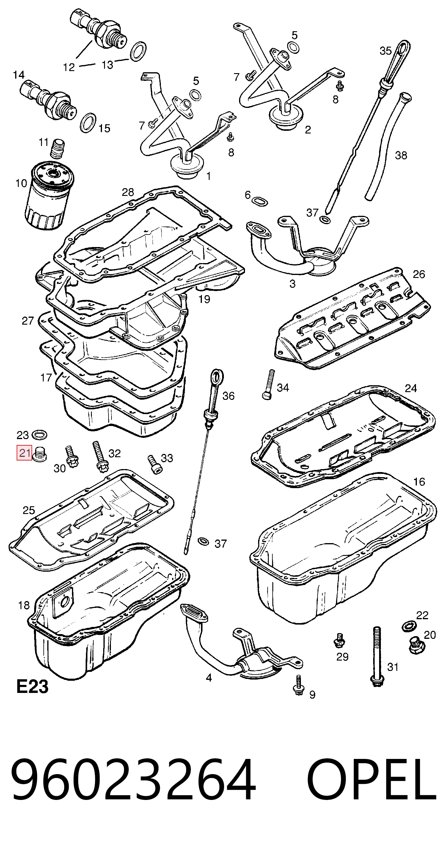 96023264 Opel Пробка піддона двигуна