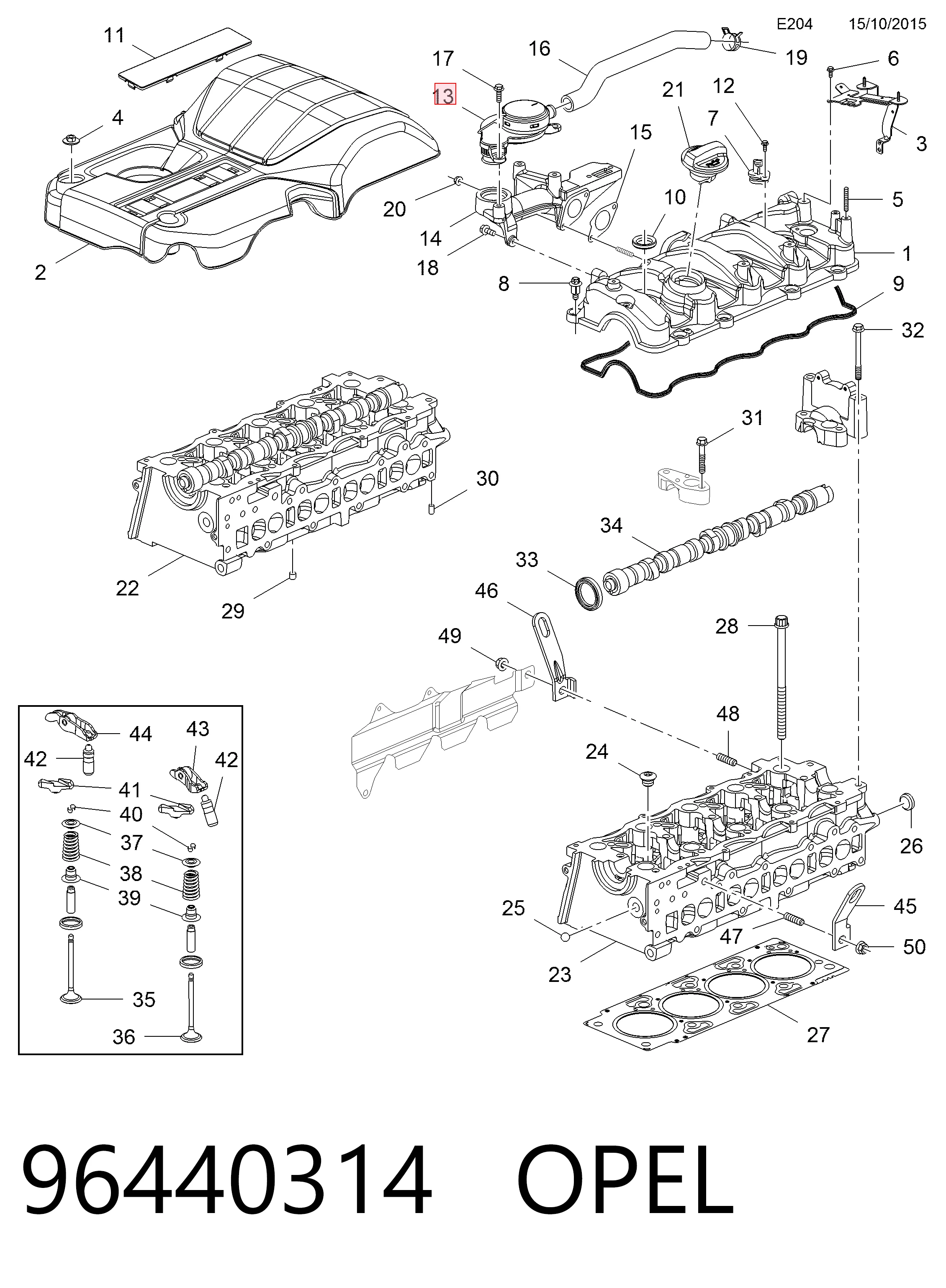 96440314 Opel Клапан PCV (вентиляції картерних газів)