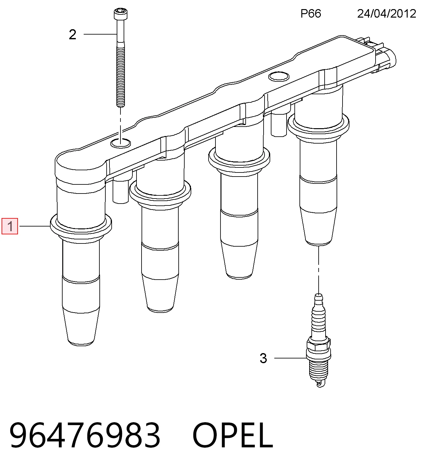 96476983 Opel Котушка запалювання