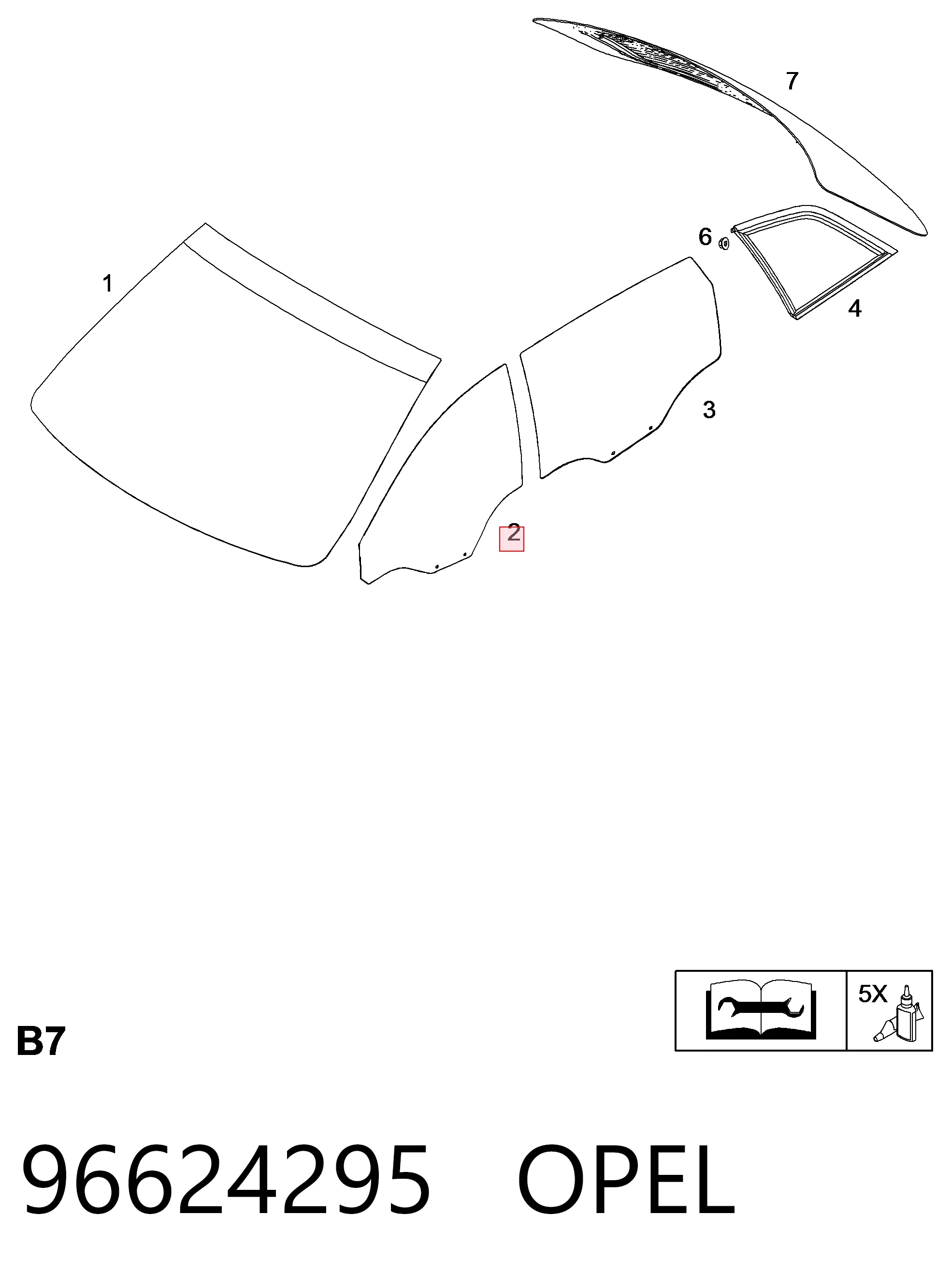Купити 96624295 Peugeot/Citroen Скло передніх дверей, правою