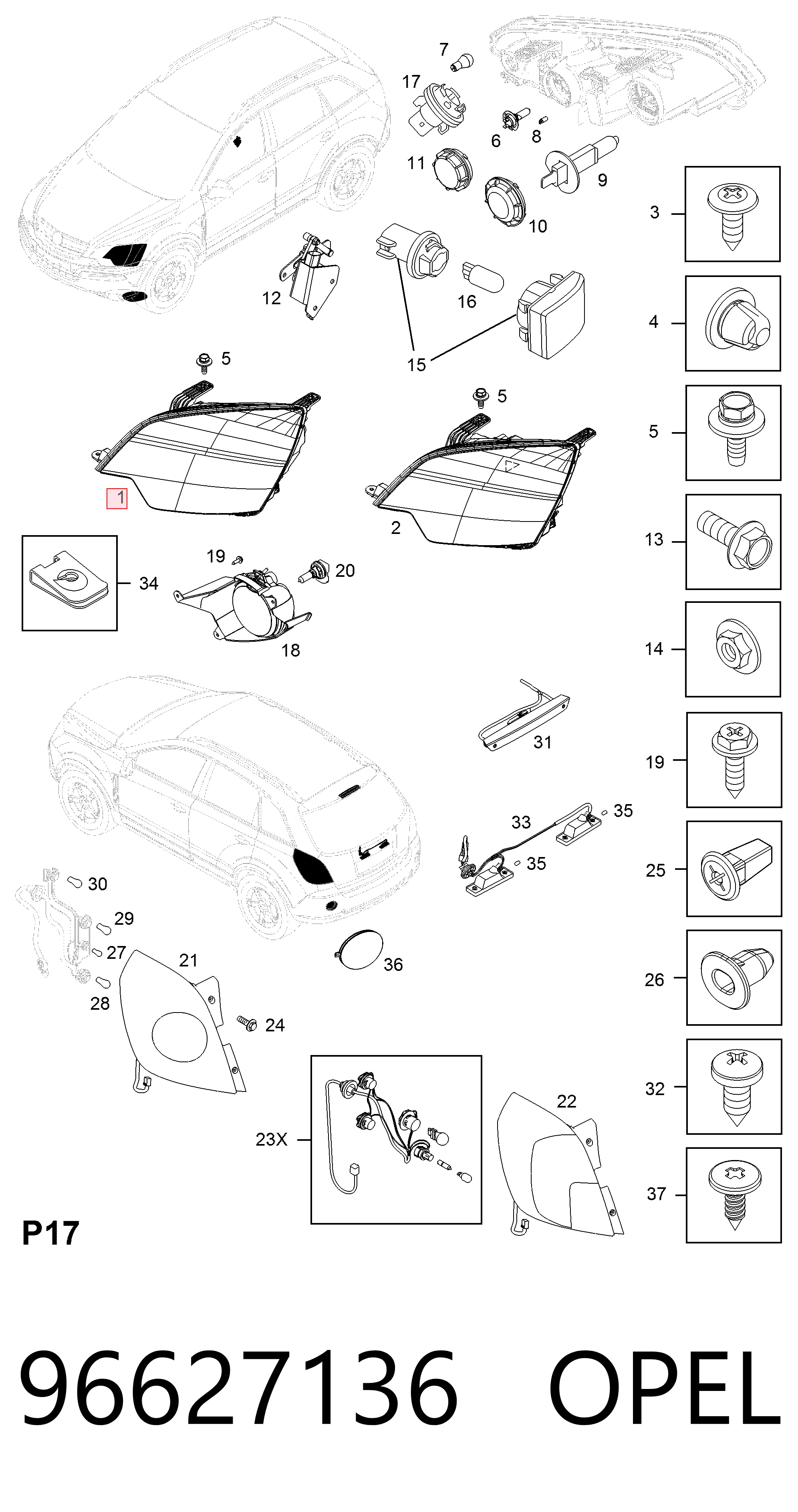 Основна фара - вставка на Opel Antara A L07
