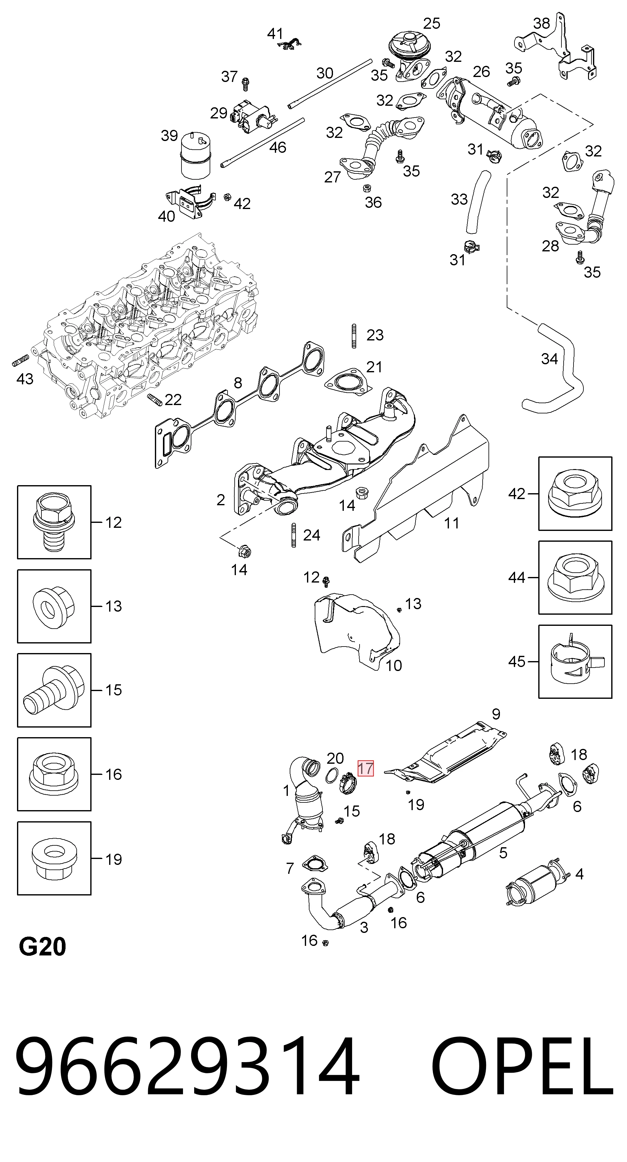 Купити 96629314 Peugeot/Citroen Хомут кріплення глушника передній