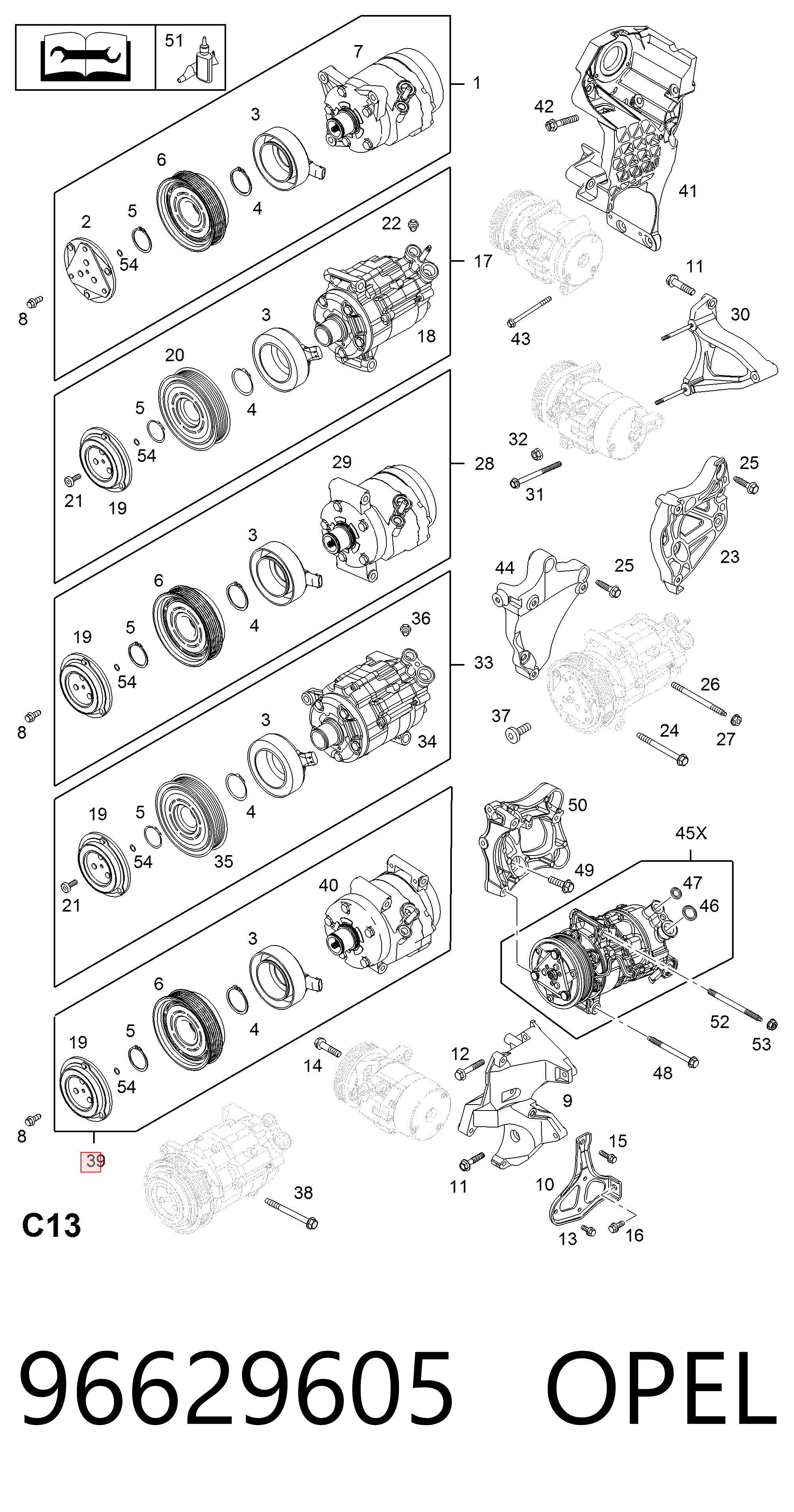 96629605 Opel Компресор холодоагенту
