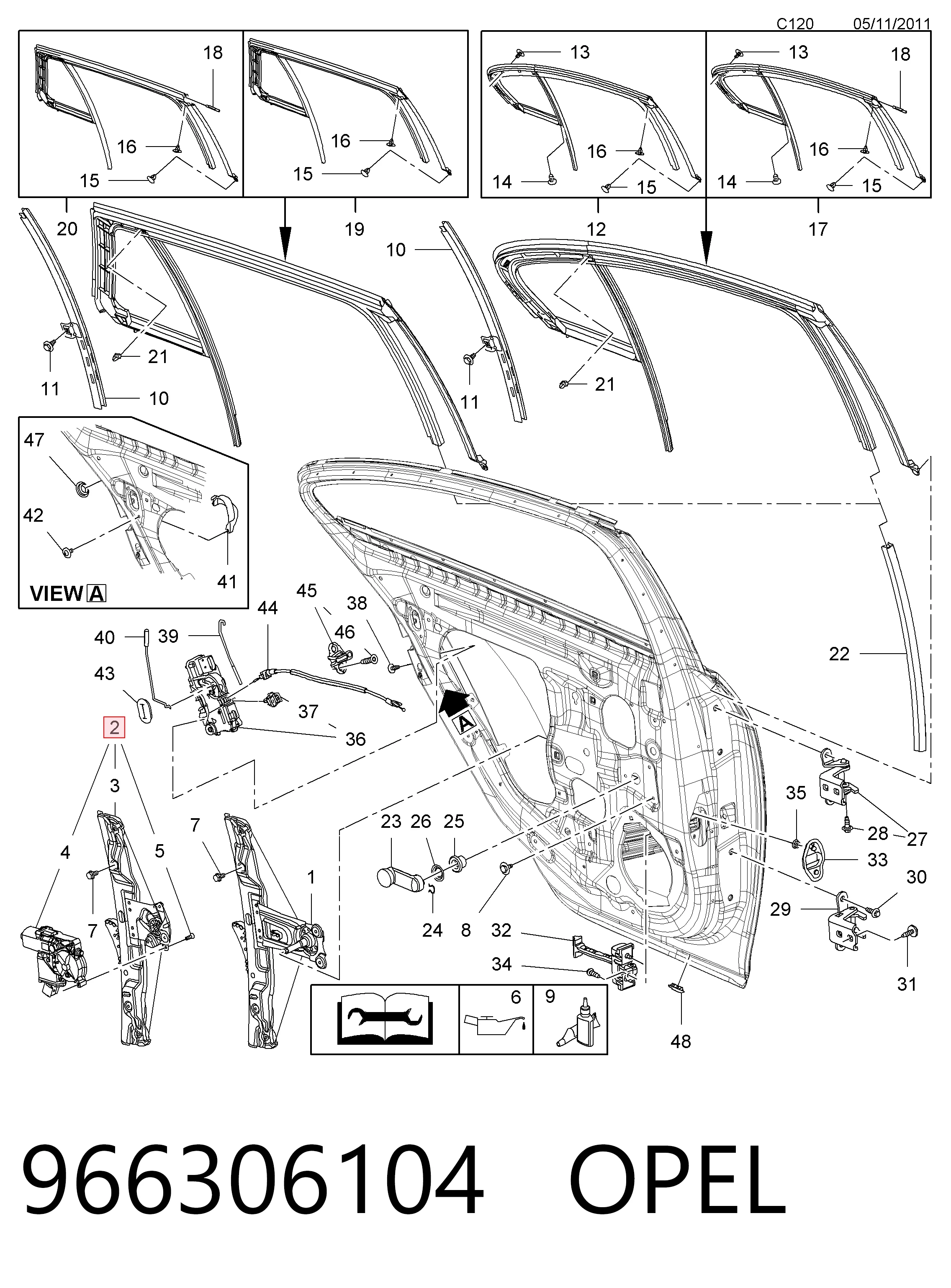 13290263 General Motors Механізм стеклопод'емника двері задньої, лівої