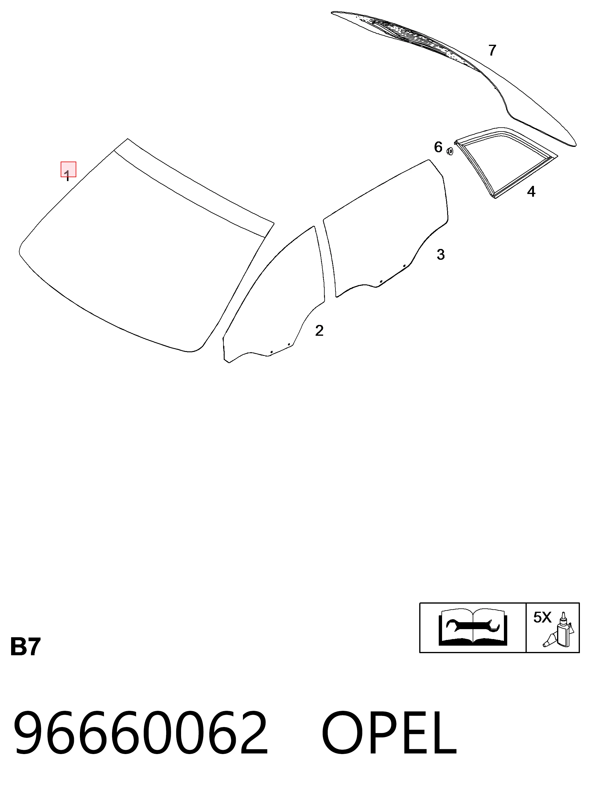 96660062 General Motors Автомобільне скло