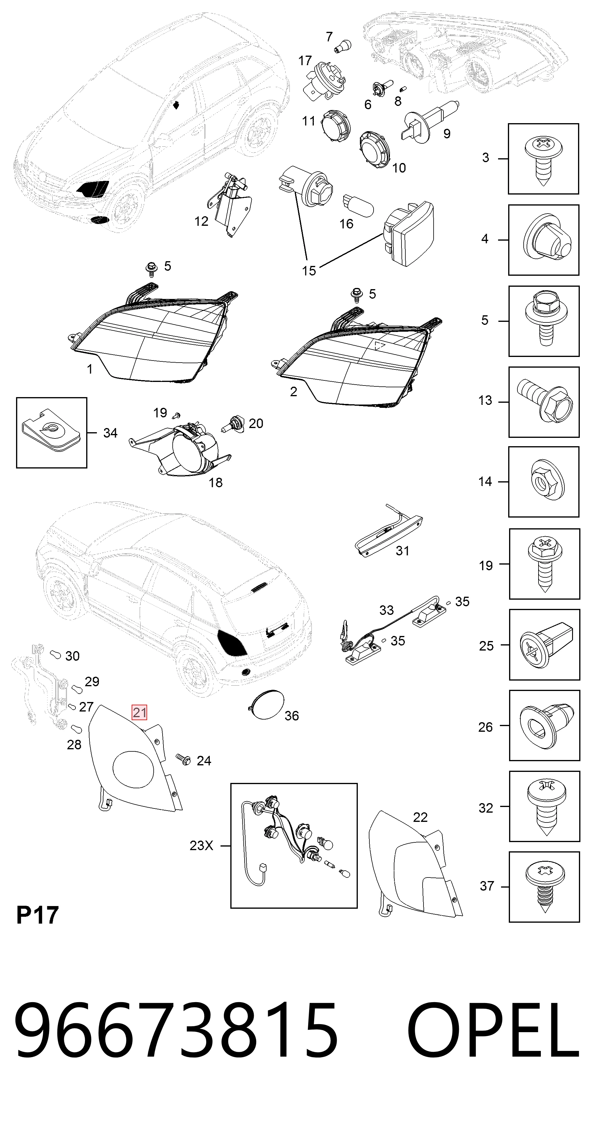 96673815 General Motors Задня ліва фара