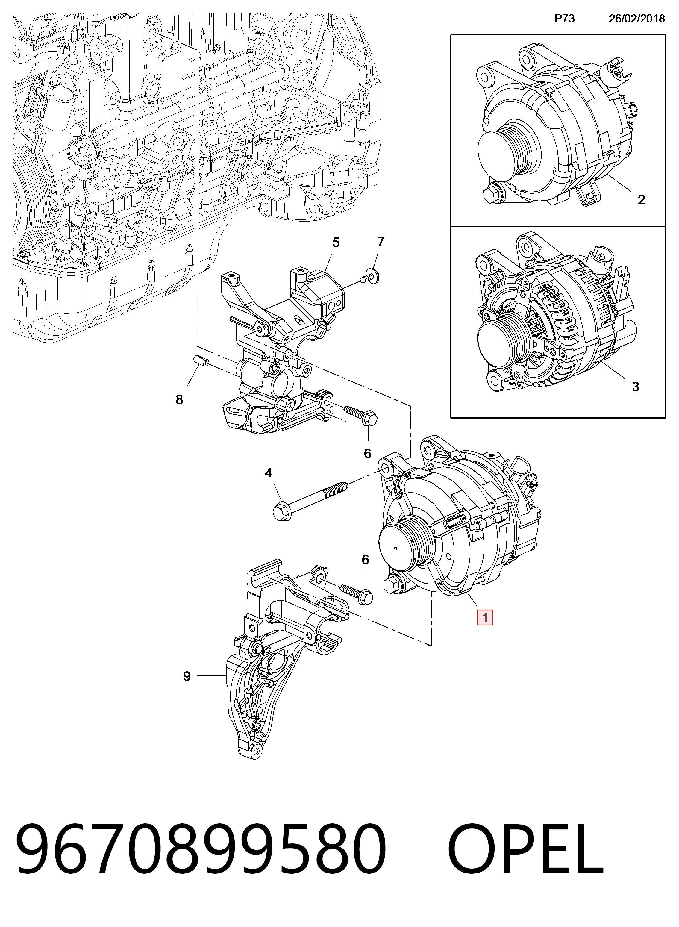 9670899580 Opel Авто генератор