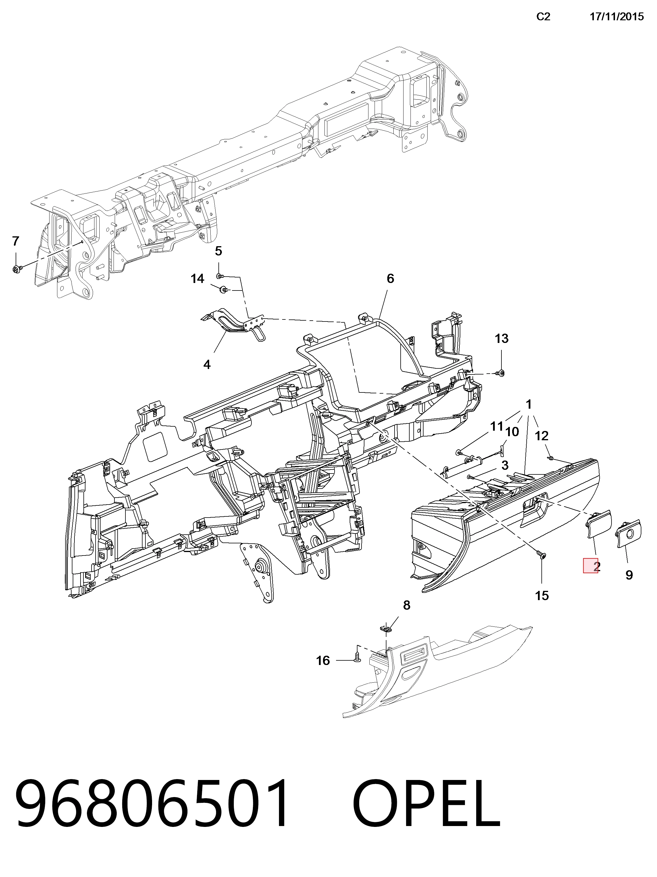 Купити 96806501 Peugeot/Citroen Ручка бардачка