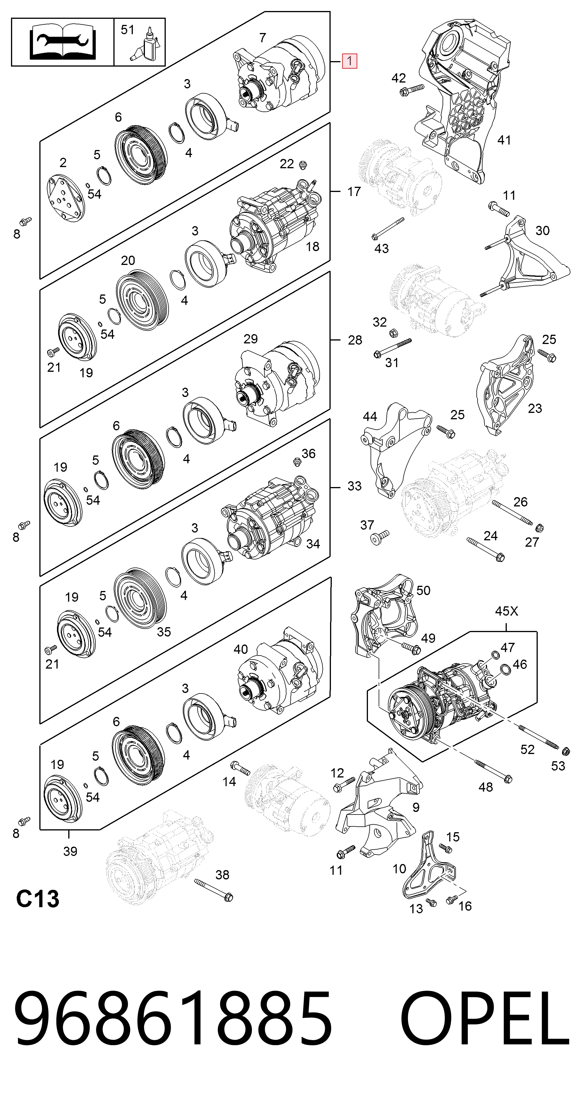 96861885 Opel Компресор холодоагенту