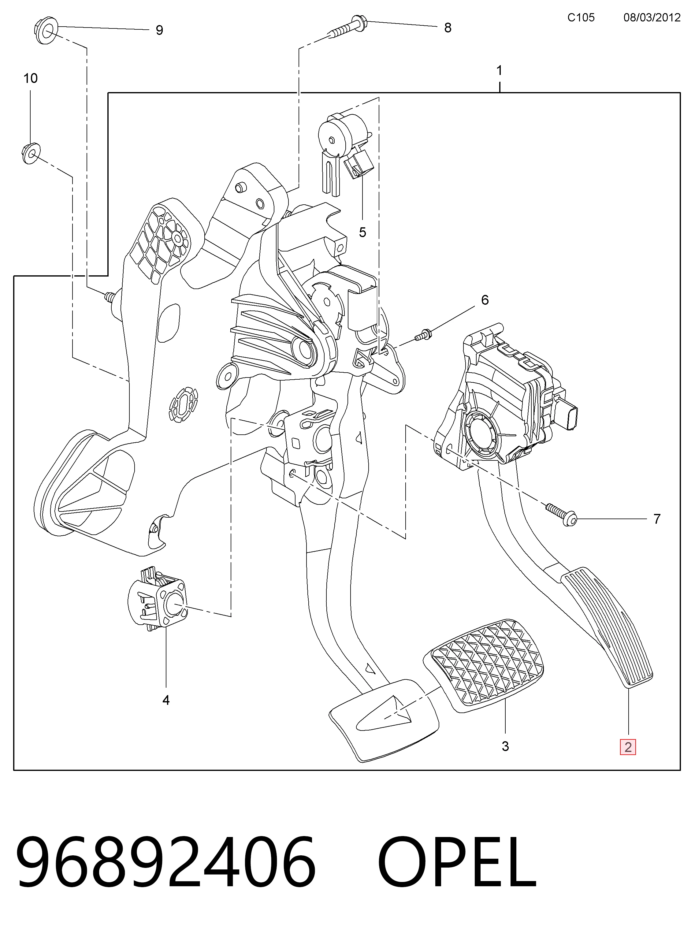 96892406 Opel Педаль газу (акселератора)