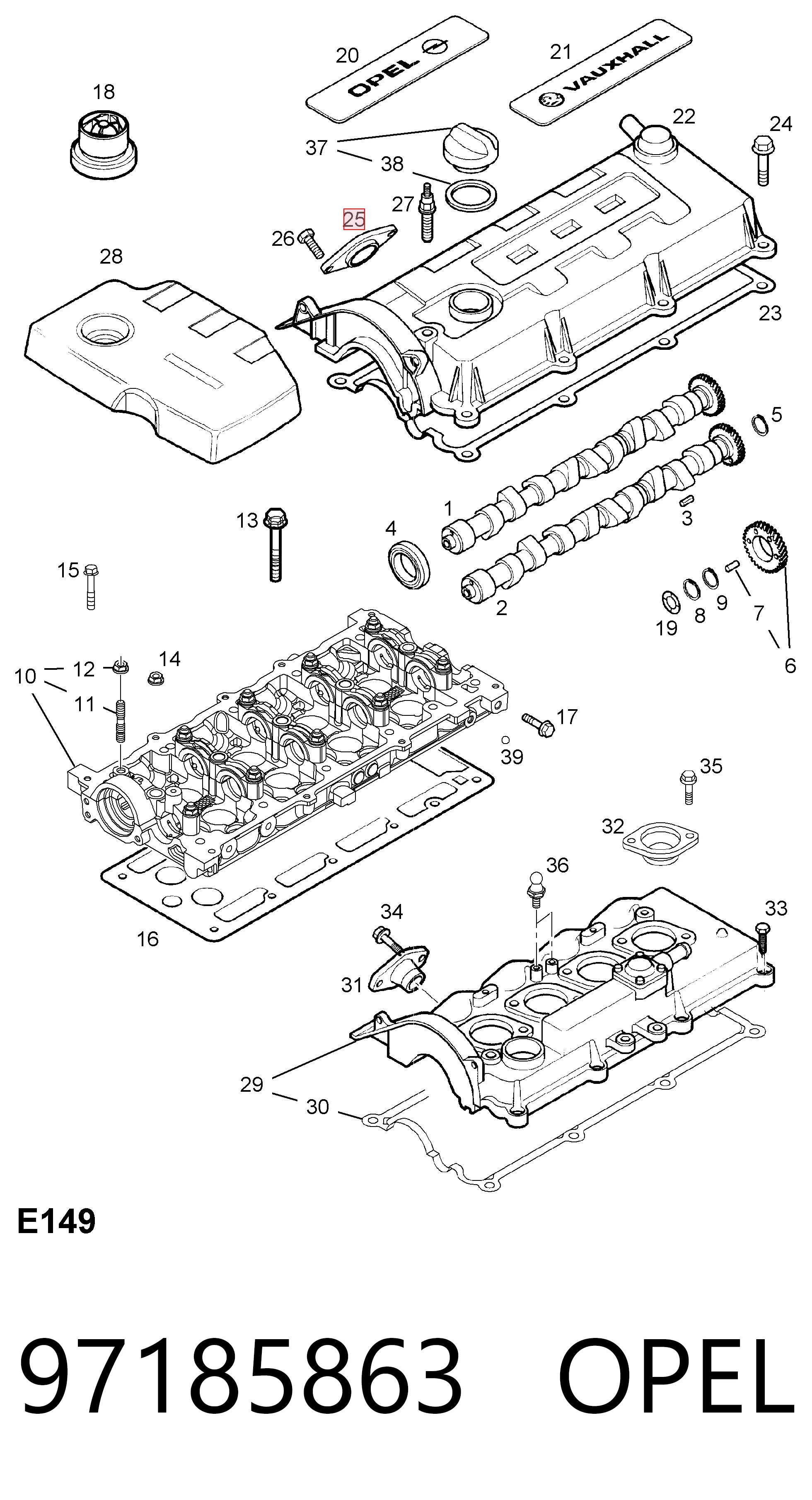 97185863 Peugeot/Citroen Прокладка клапанної кришки двигуна, верхня