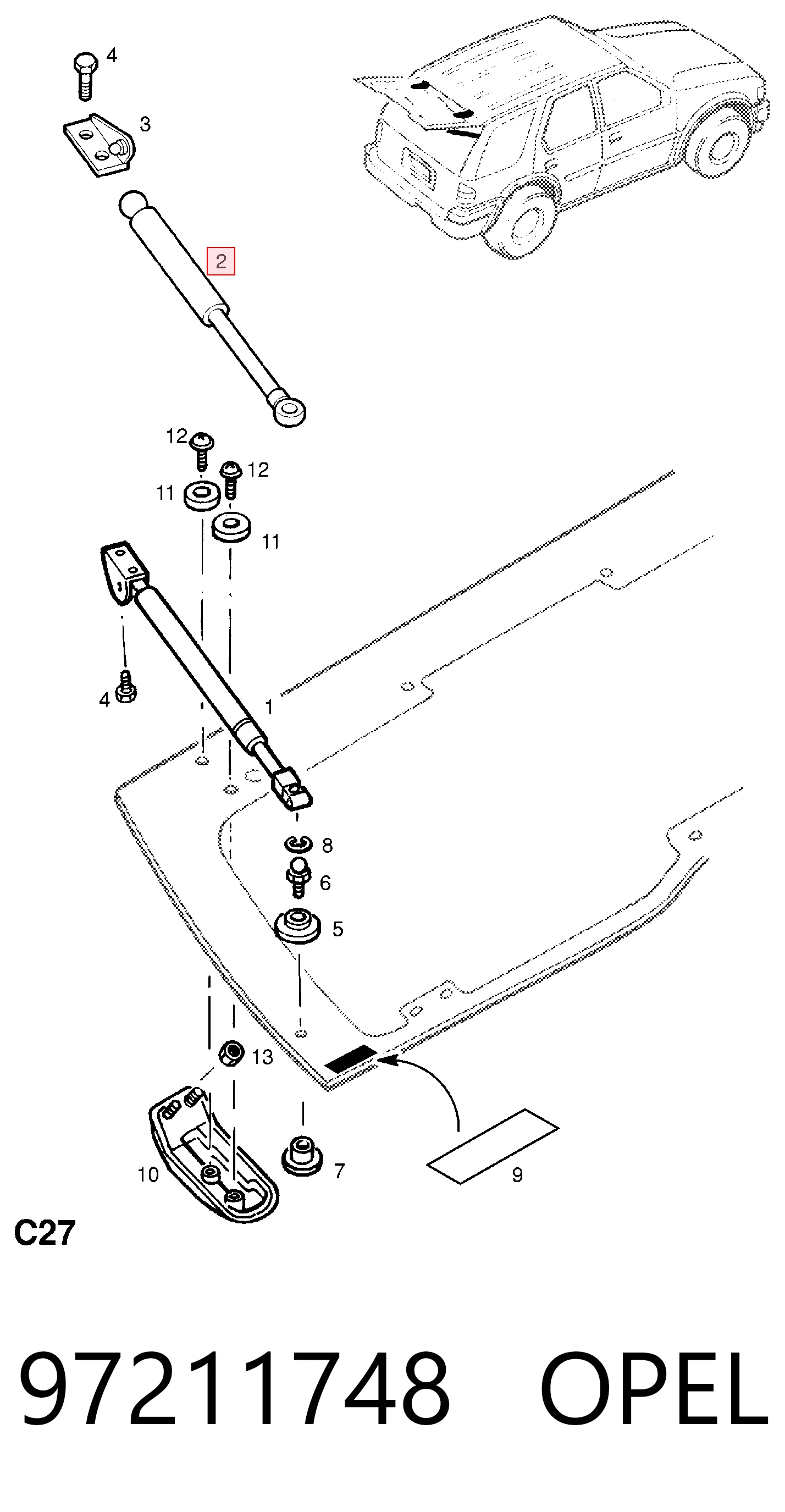 Амортизатор скла задніх, 3/5-ї двері (ляди) 5582AW Polcar