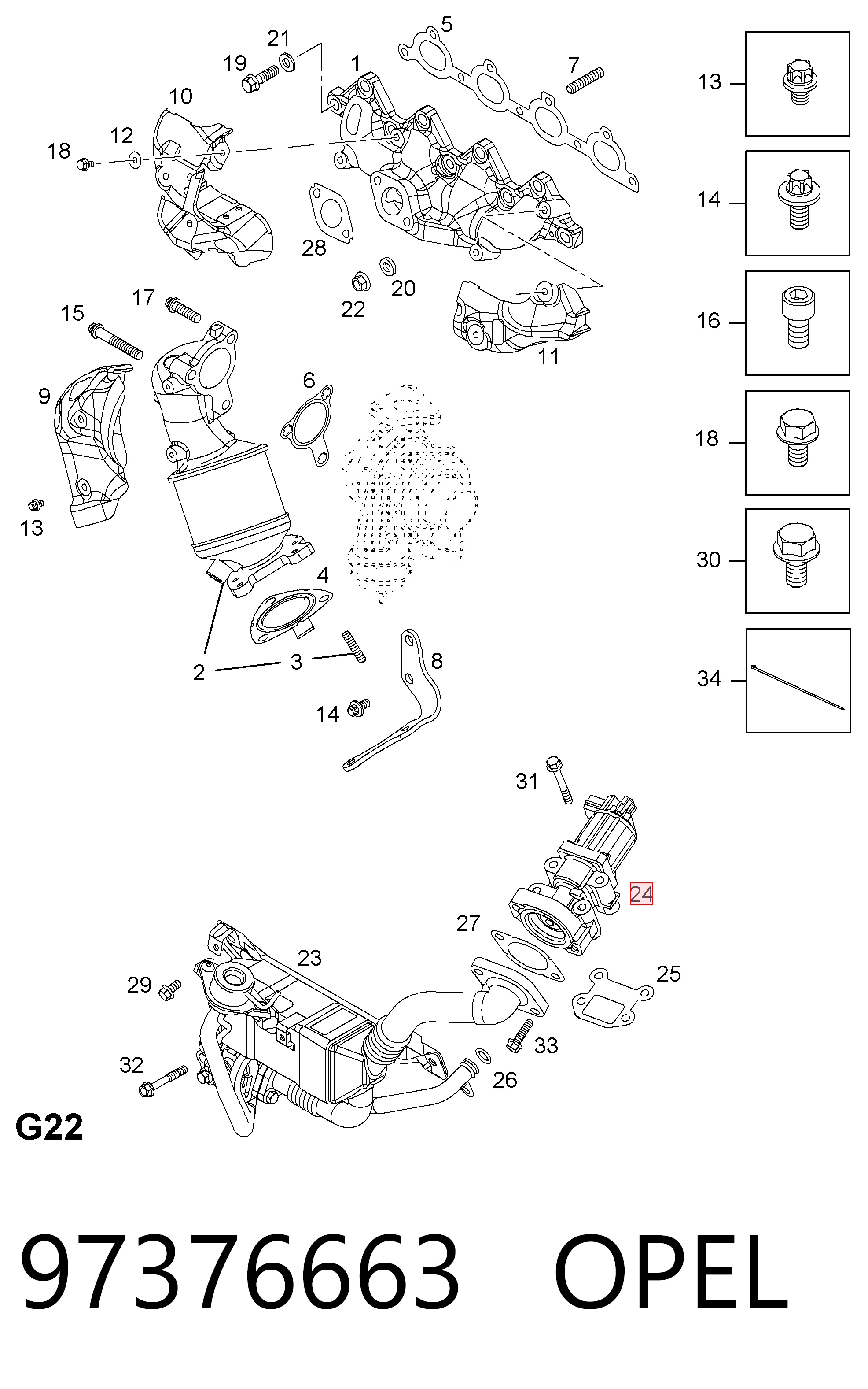 97376663 Opel Клапан рециркуляції відпрацьованих газів EGR