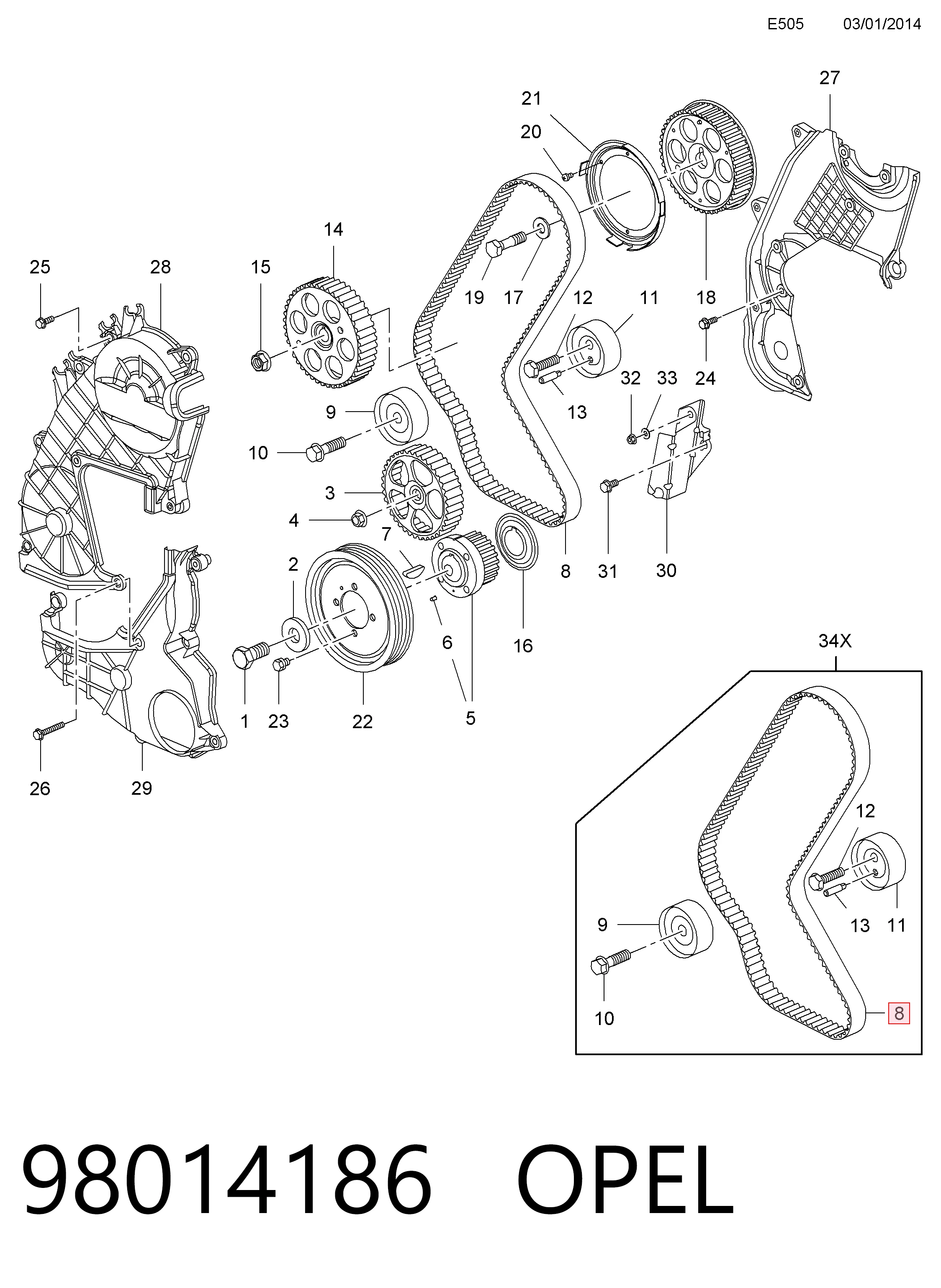  Ремінь ГРМ Opel Corsa 