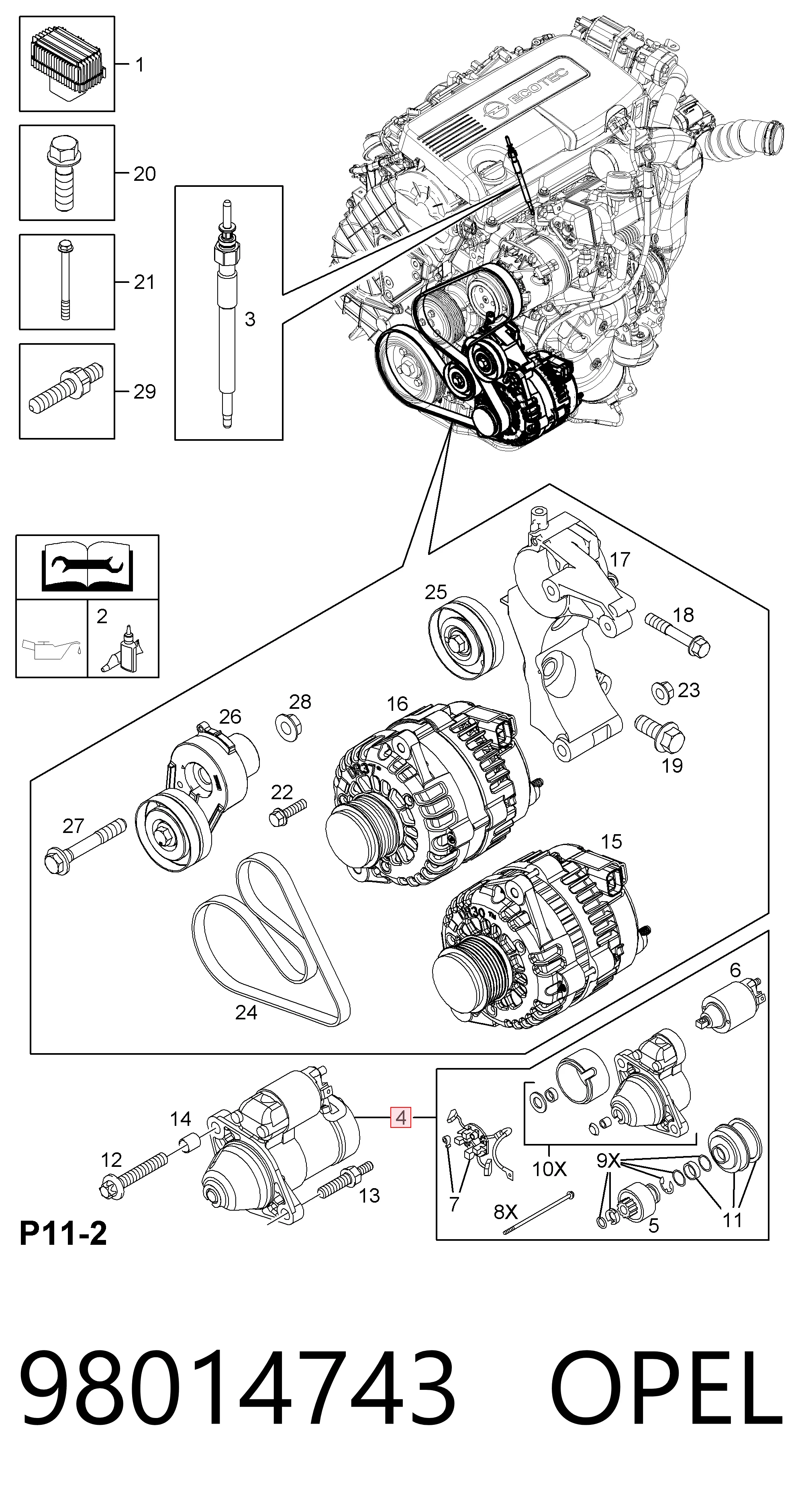 98014743 Opel Стартер двигуна