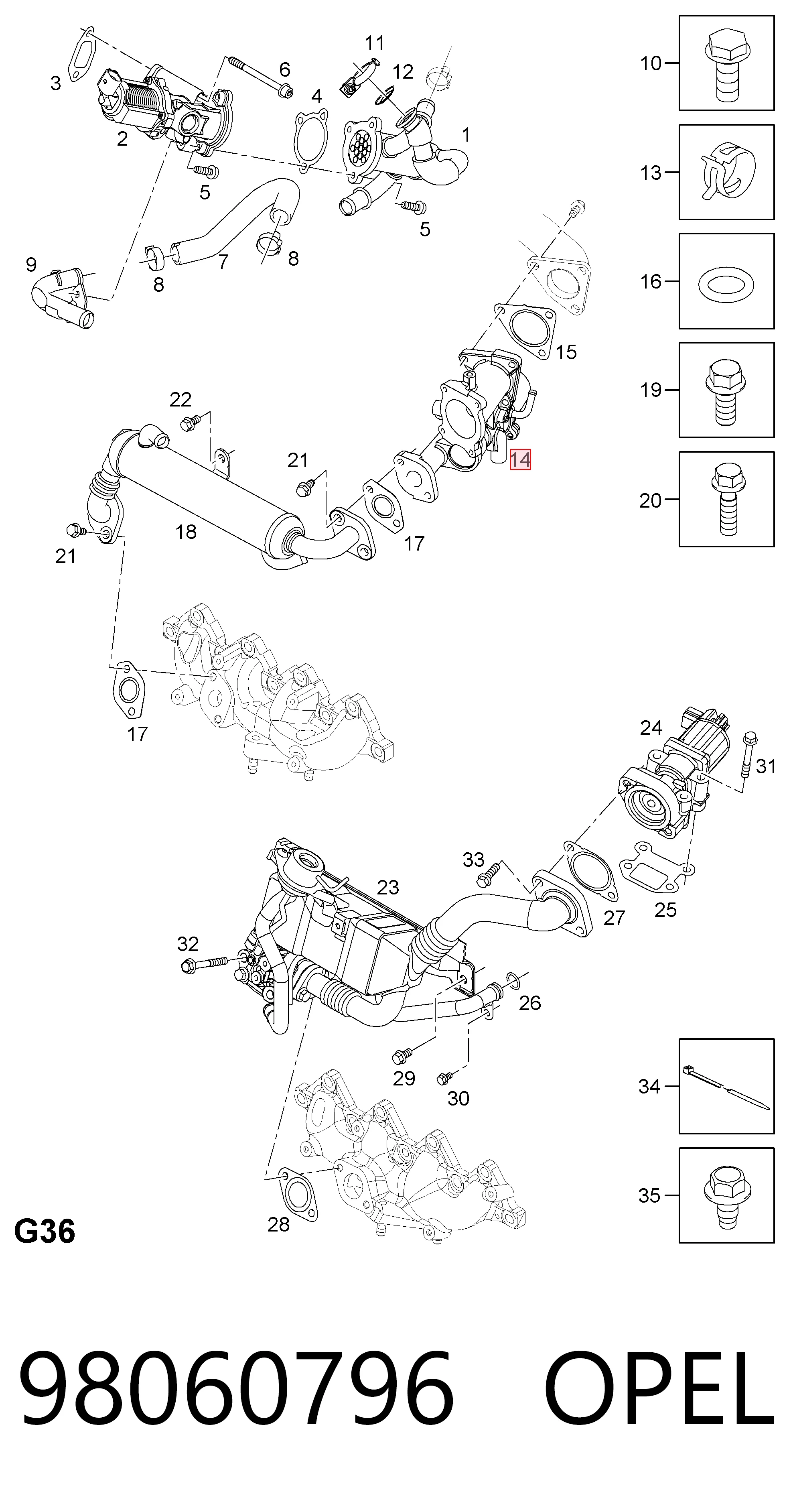 98060796 Opel Клапан рециркуляції відпрацьованих газів EGR