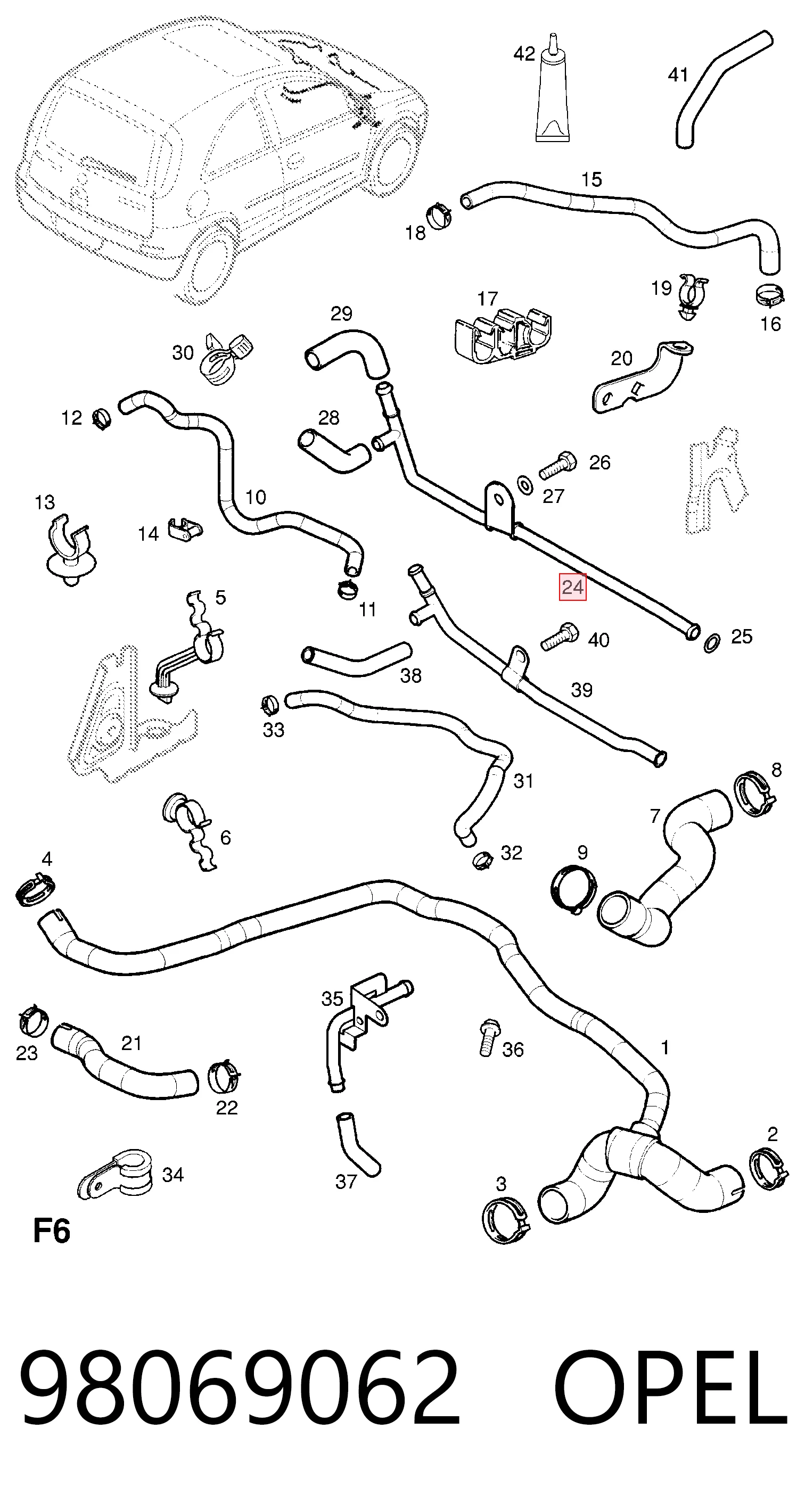 Купити 98069062 Peugeot/Citroen Шланг (патрубок) термостата