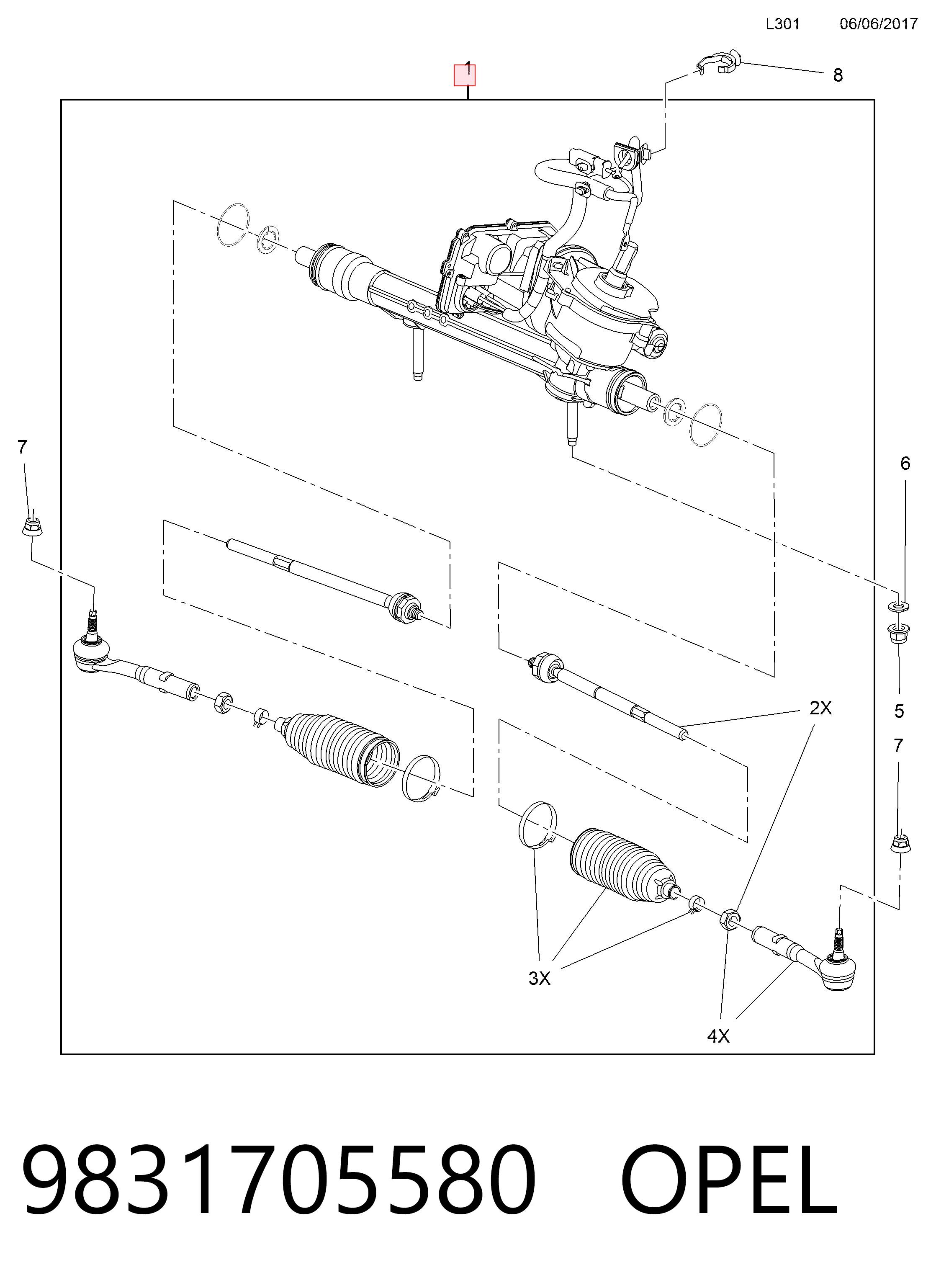 Рульова рейка 95525971 Peugeot/Citroen