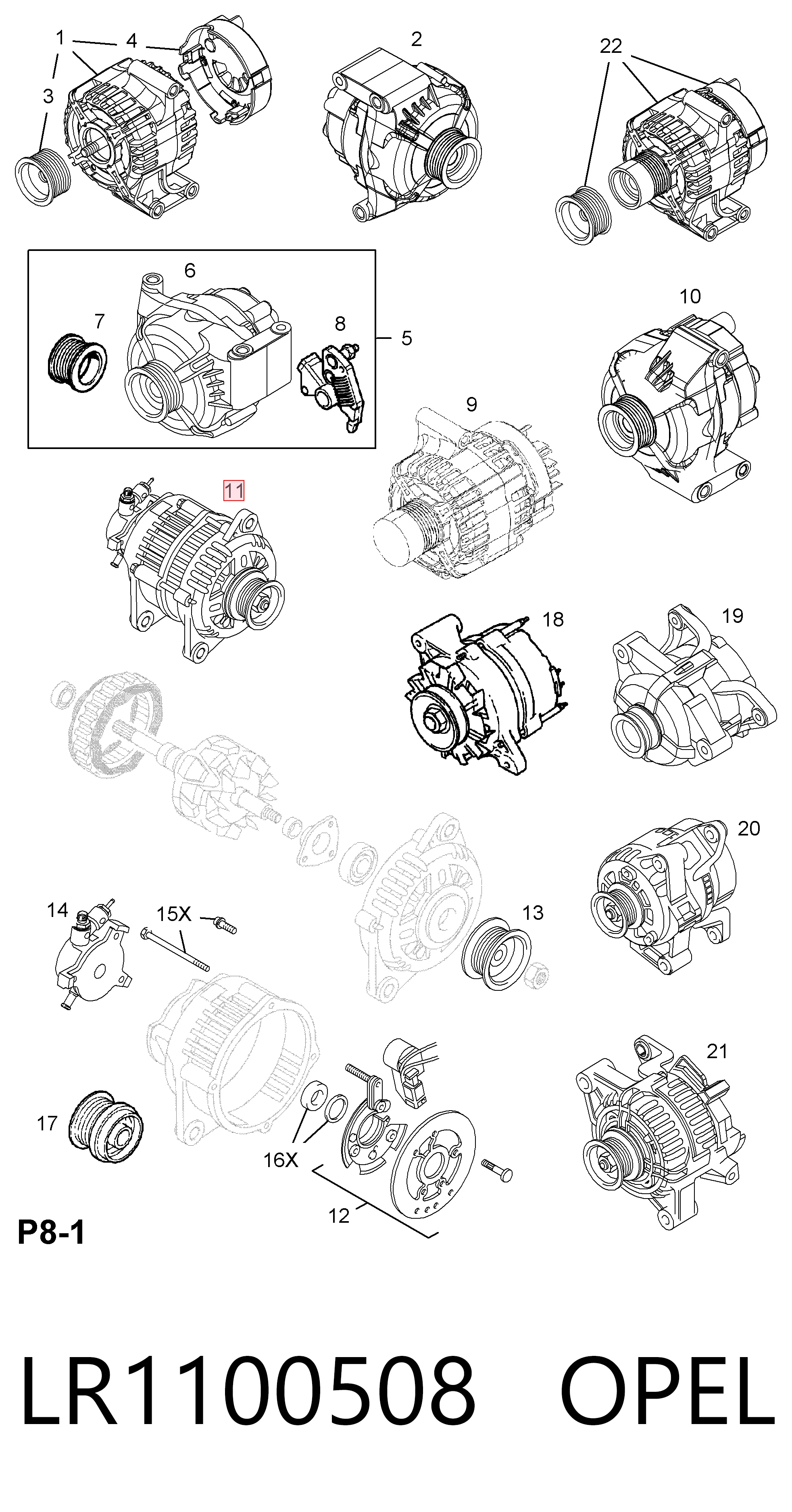 LR1100508 Opel Авто генератор
