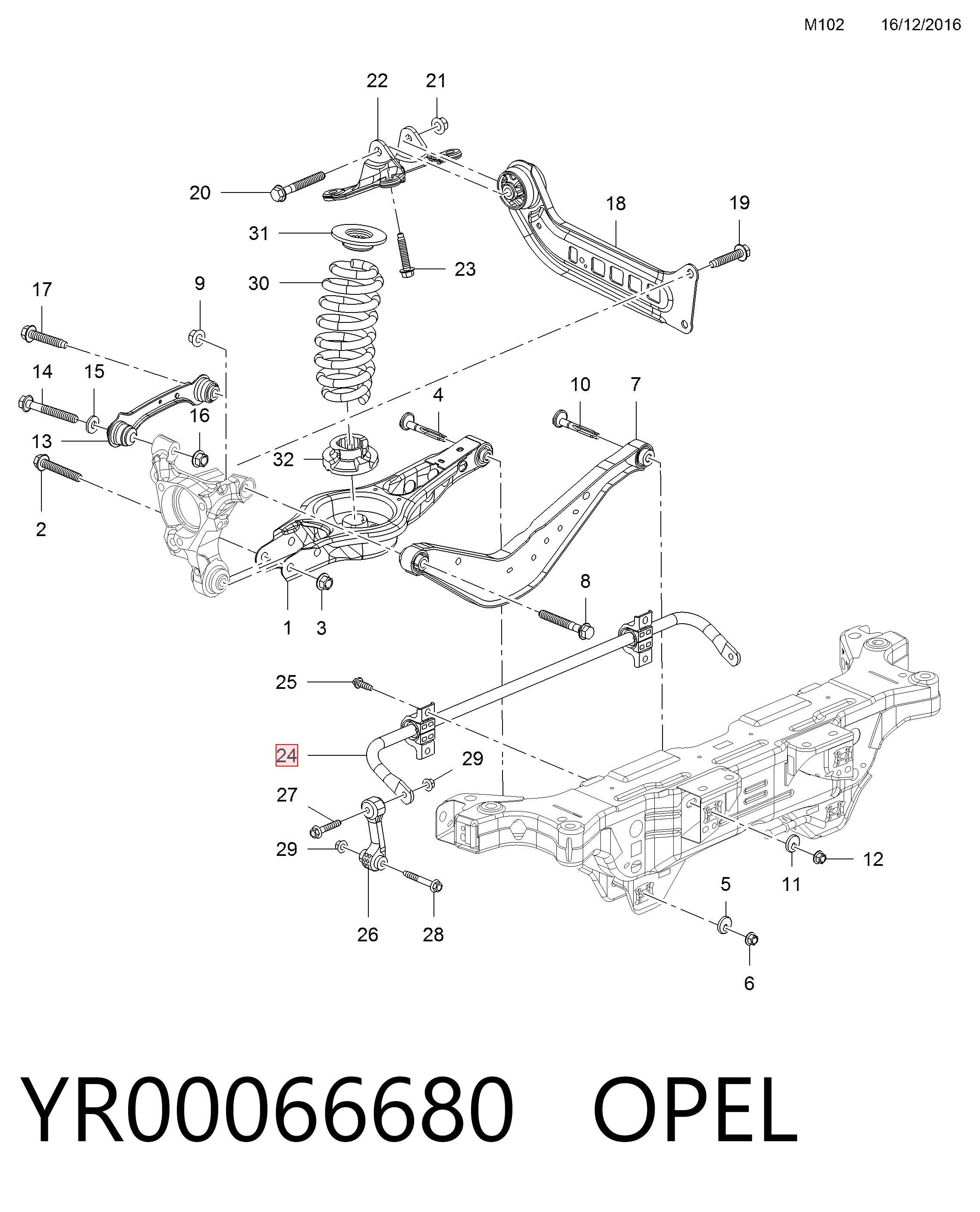 84021598 General Motors Стабілізатор задньої балки
