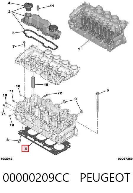 Купити Прокладка ГБЦ Peugeot 3008 I 0U