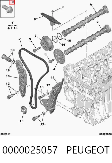 Комплект ланцюга ГРМ на Peugeot 301  