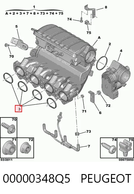 Прокладка впускного колектора Citroen C-Elysee седан (2013 - 2026) ціна, від 4.27 USD