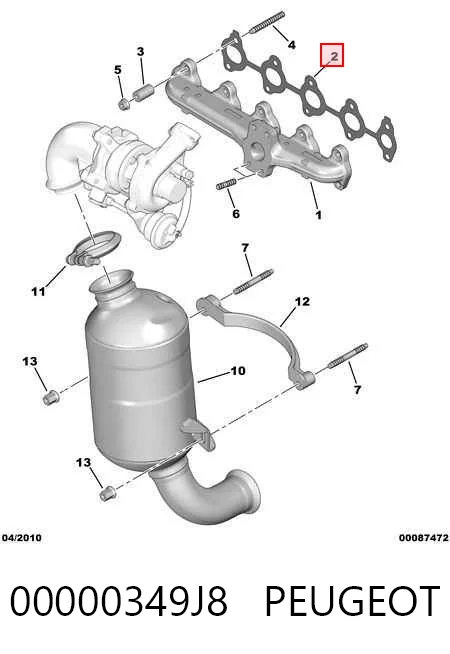 Прокладка колектора на Peugeot 207  WA, WC