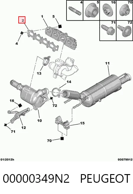 Прокладка колектора на Peugeot 3008 I 0U