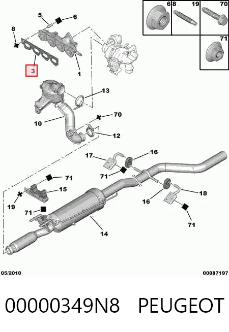 Прокладка колектора на Peugeot 508 I 8D