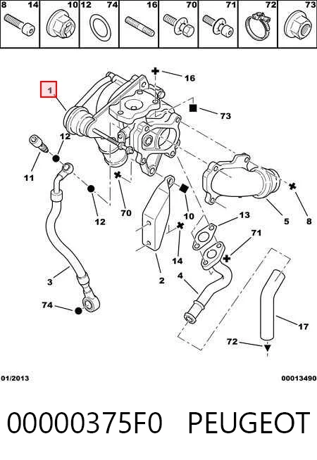 Турбіна Peugeot 206 хетчбек (2A/C) (1998 - 2008) ціна, від 149.72 USD