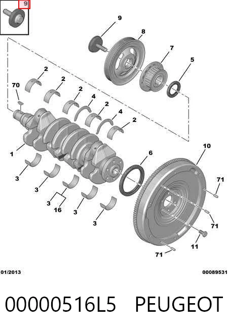 Болт колінвалу Opel 0516A3