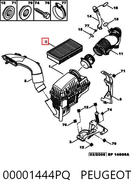Повітряний фільтр двигуна на Peugeot 607  9D, 9U