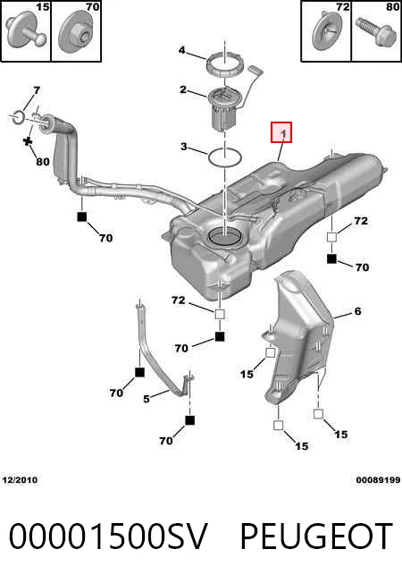 Бак паливний на Peugeot 308 I 4A, 4C