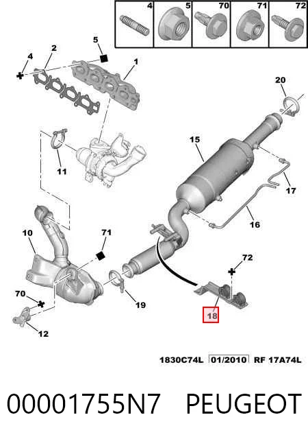 Кронштейн кріплення глушника на Citroen Jumpy II 