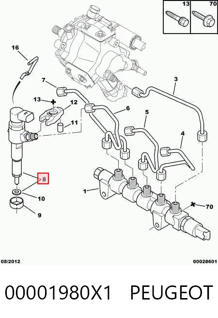  Паливні форсунки Peugeot 107 