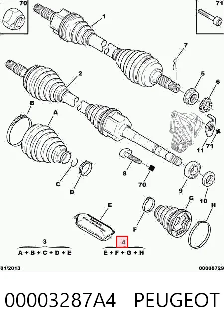 Купити Пильник ШРУСа внутрішній Peugeot 307  3A, 3C