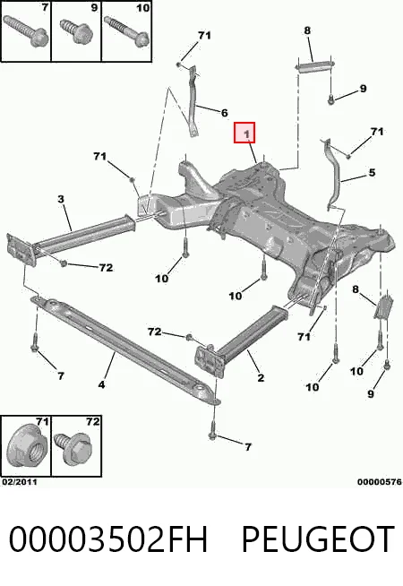 Підрамник передньої підвіски General Motors 9833289680 ціна, від 53.61 USD