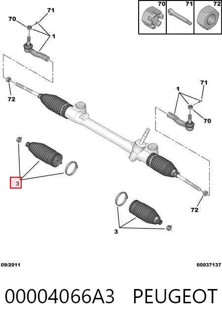 Купити Пильник рульової рейки Peugeot 107  