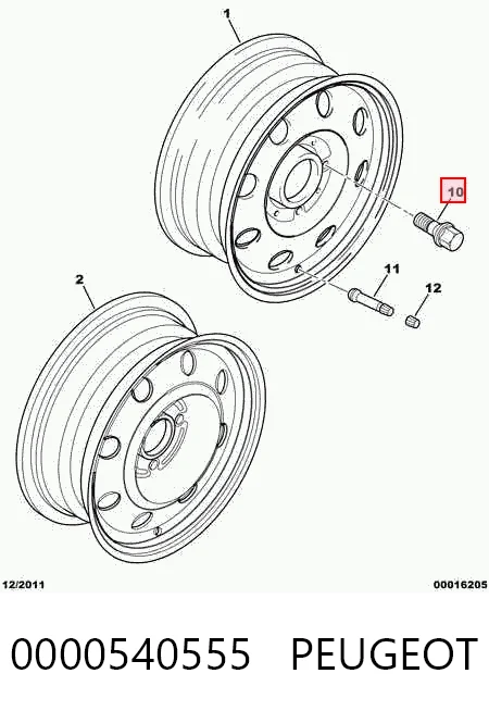 Купити Колісний болт Peugeot 206  2A/C