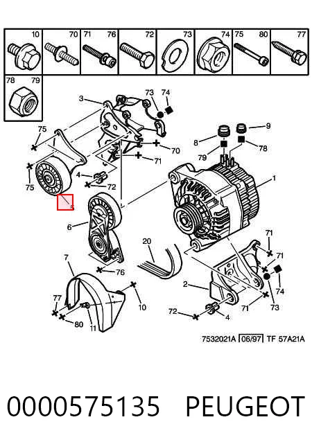Натягувач приводного ременя Peugeot 806 мінівен (221) (1994 - 2002) ціна, від 37.16 USD