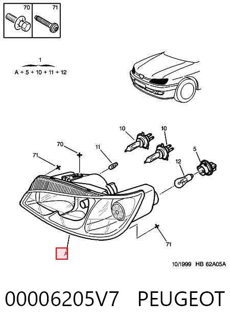 Фара правая на Peugeot 306  7A