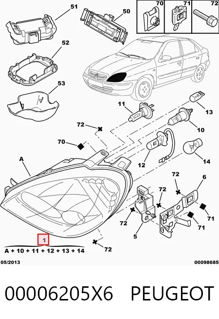  Фара права Citroen Xsara 