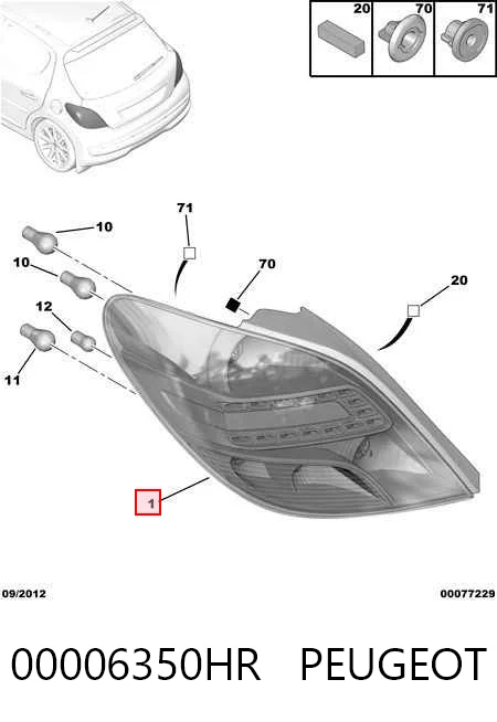 Купити Лівий стоп Peugeot 207  WA, WC