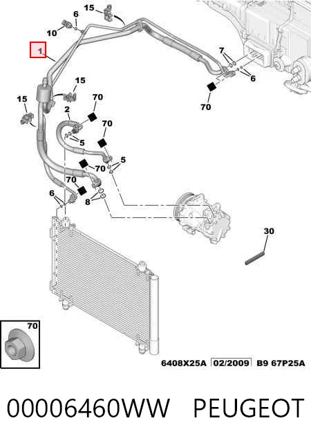Шланг кондиціонера, від радіатора до випарника Prottego 128505J