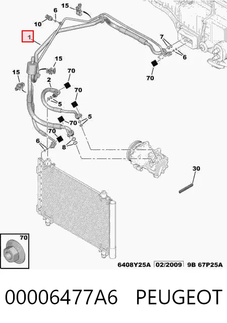 128505J Prottego Шланг кондиціонера, від радіатора до випарника