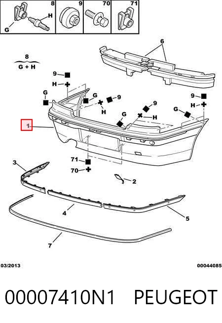 Буфер (бампер) задній на Peugeot 406  8B
